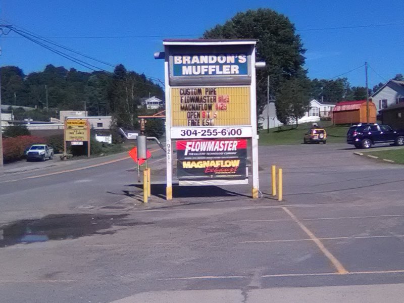 Brandon's Muffler Shop sign on Ragland Road